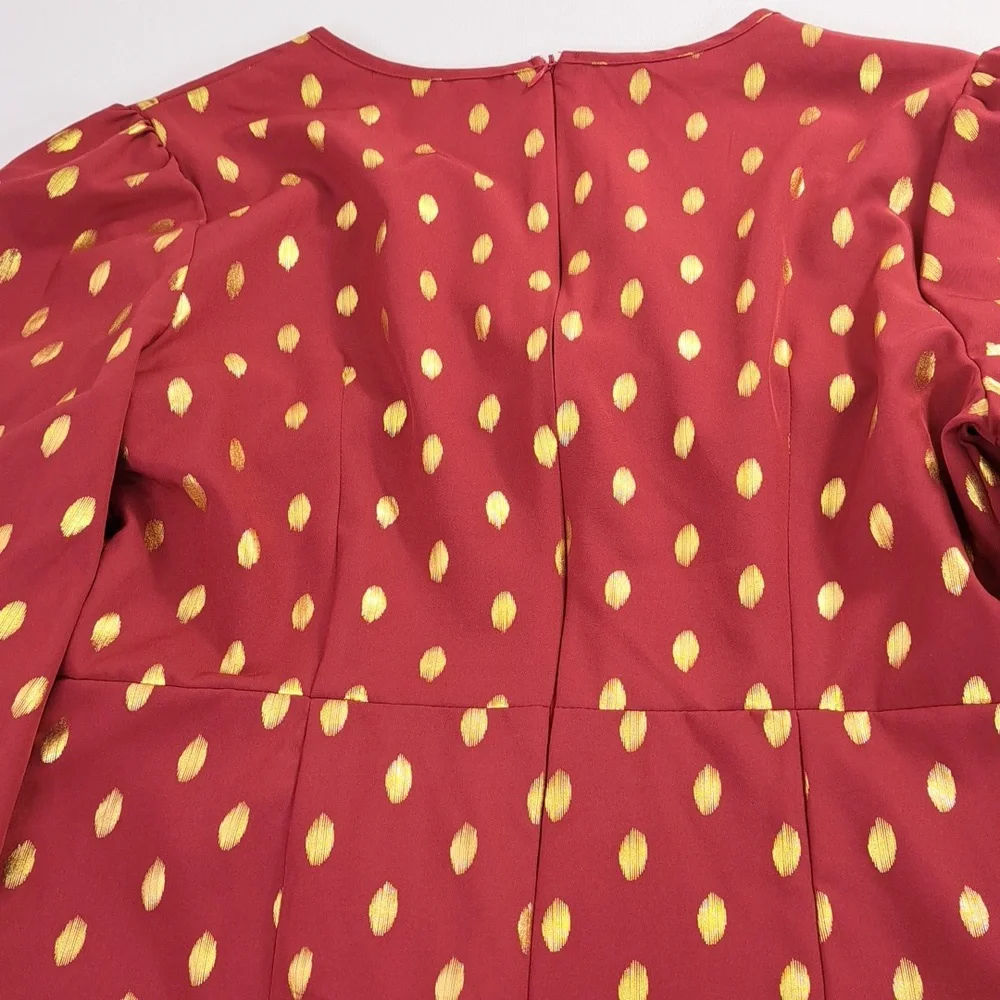 SHEIN Gold Dots Burgundy Red Tunic Size XL US 12 - Picture 11 of 15